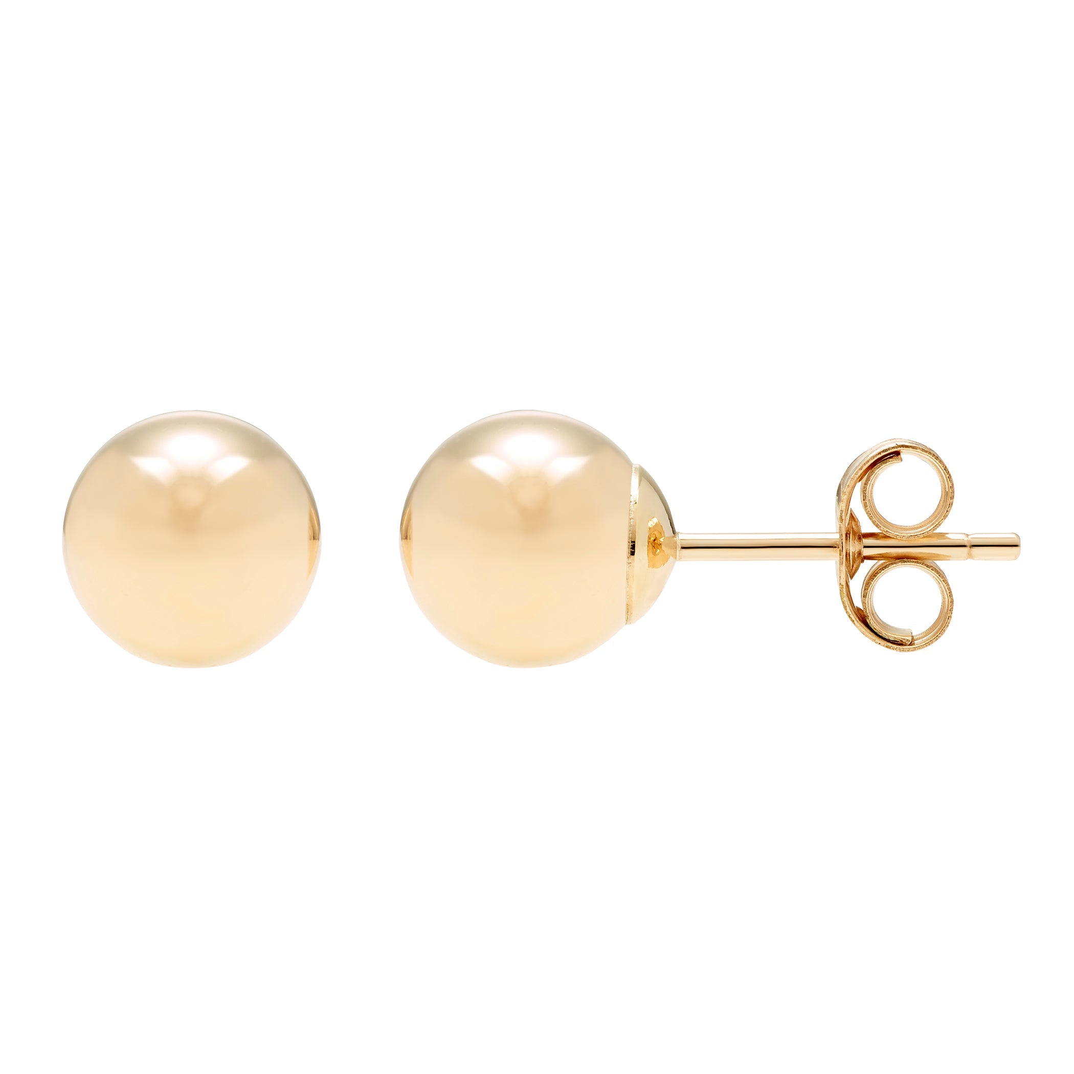 14K Yellow Gold Hollow Ball Stud Earrings 3mm To 8mm