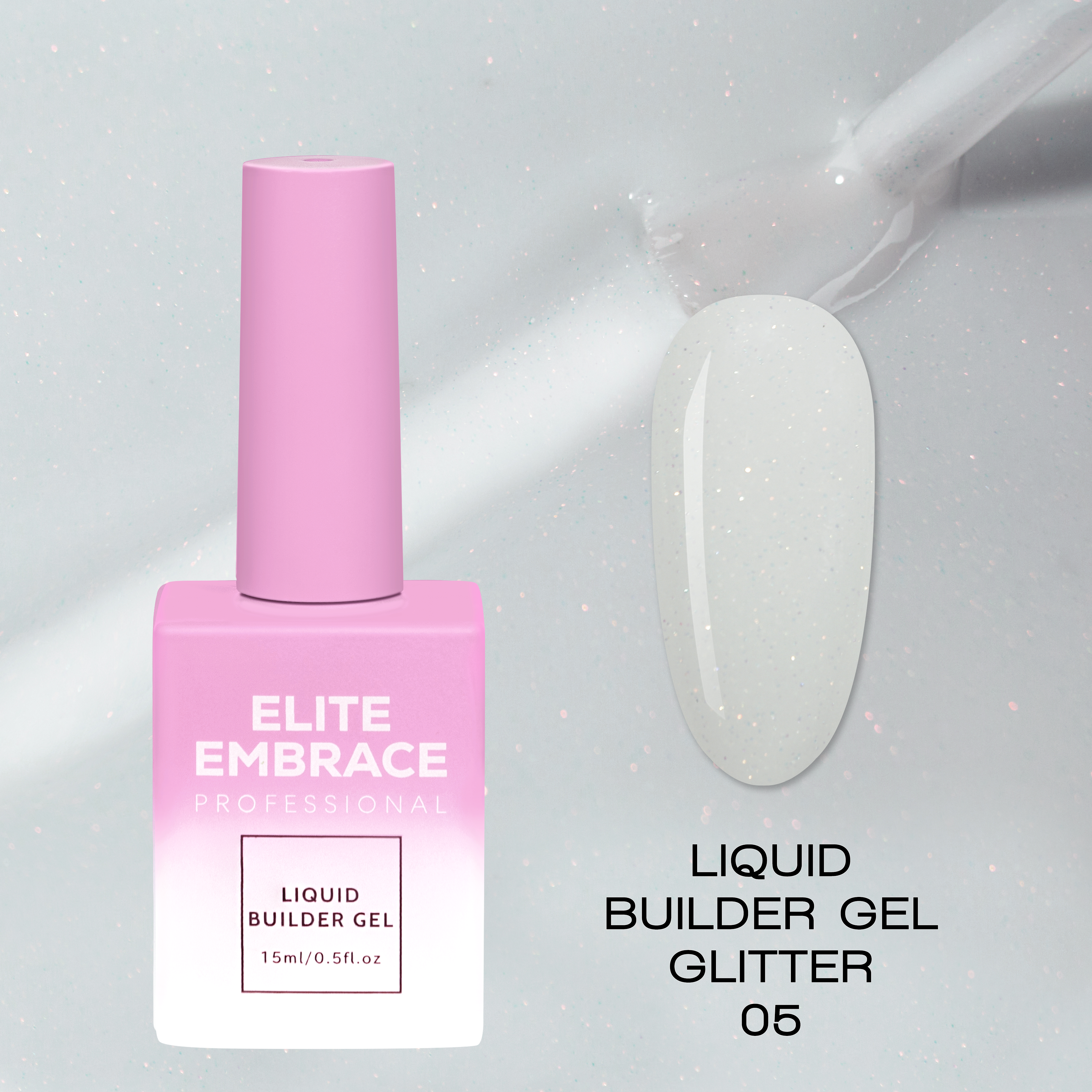 ELITE EMBRACE Professional Liquid Builder Gel Glitter 05 15ml ELBGG0515
