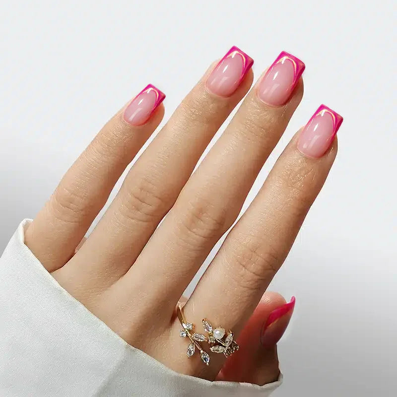 Metallic Petal Square Nails - Press on Nails