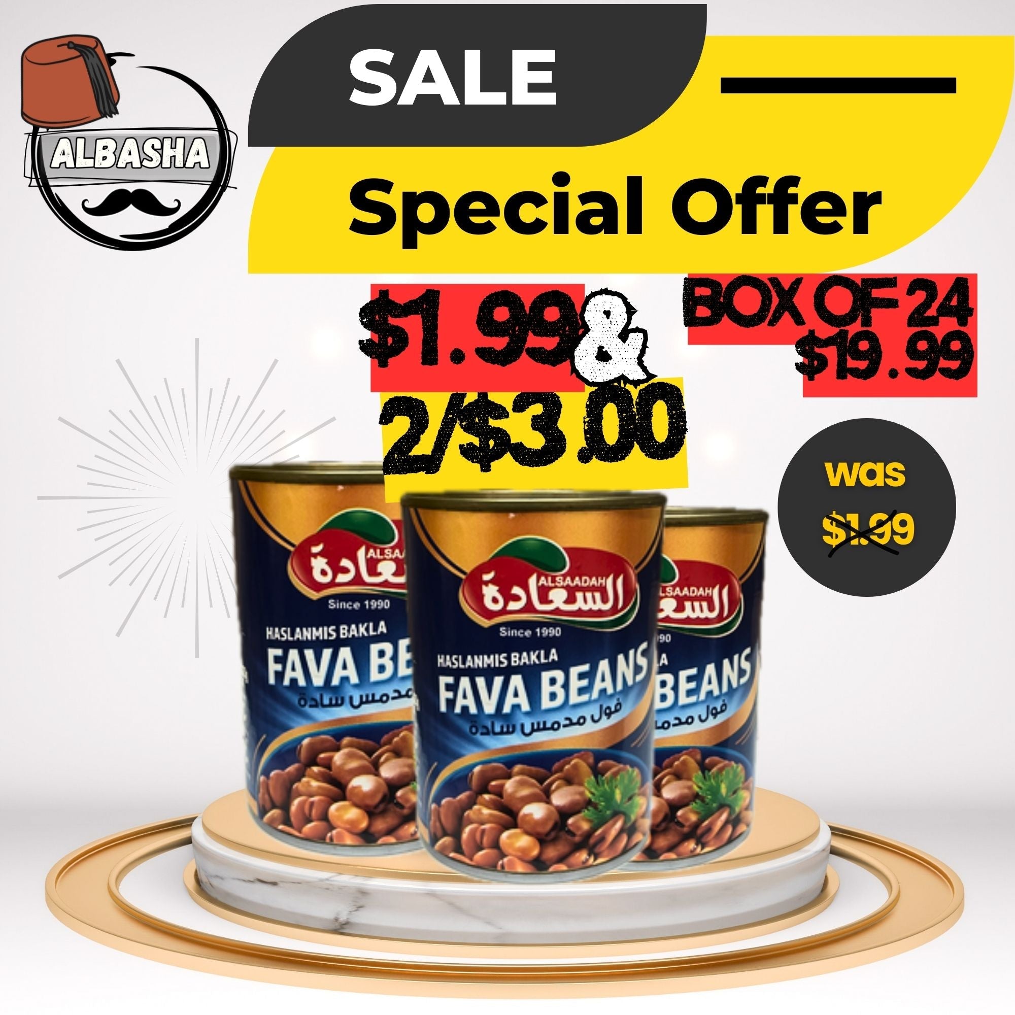 Alsadah Cooked Fava Beans Case of 24