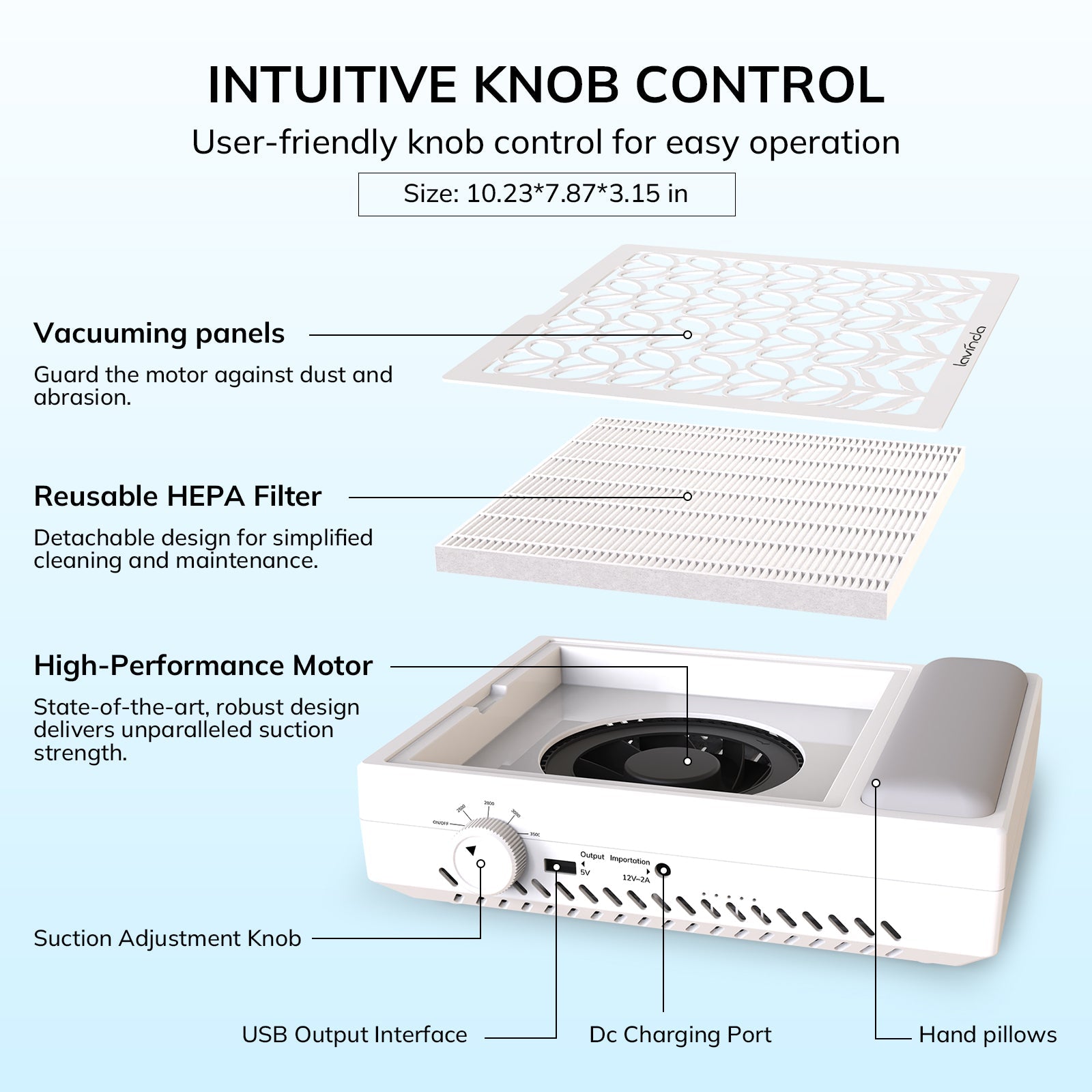 Pure Lite Nail Dust Collector - White