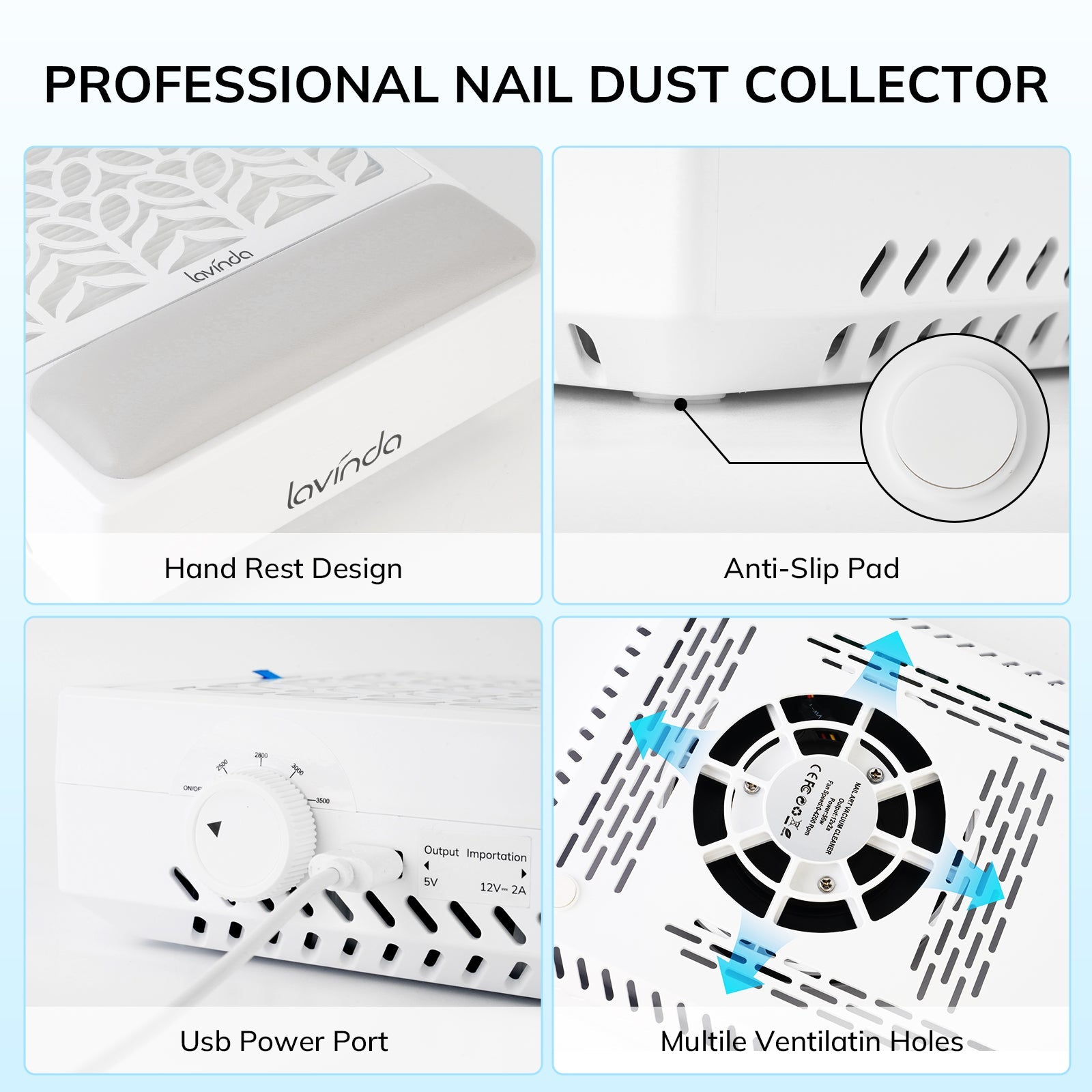 Pure Lite Nail Dust Collector - White
