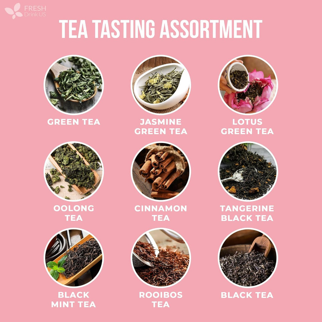 Premium 90 Tea Bags Sampler Assortment, 9 Different Flavors