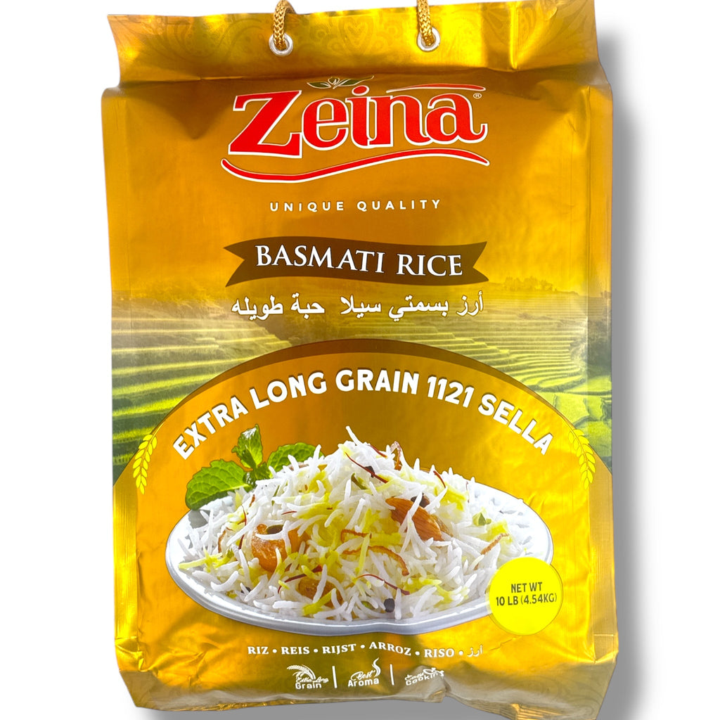 Zeina Extra Long Sella Basmati Rice 10LB - Aromatic, Fluffy, Ideal for Pilafs and Biryanis