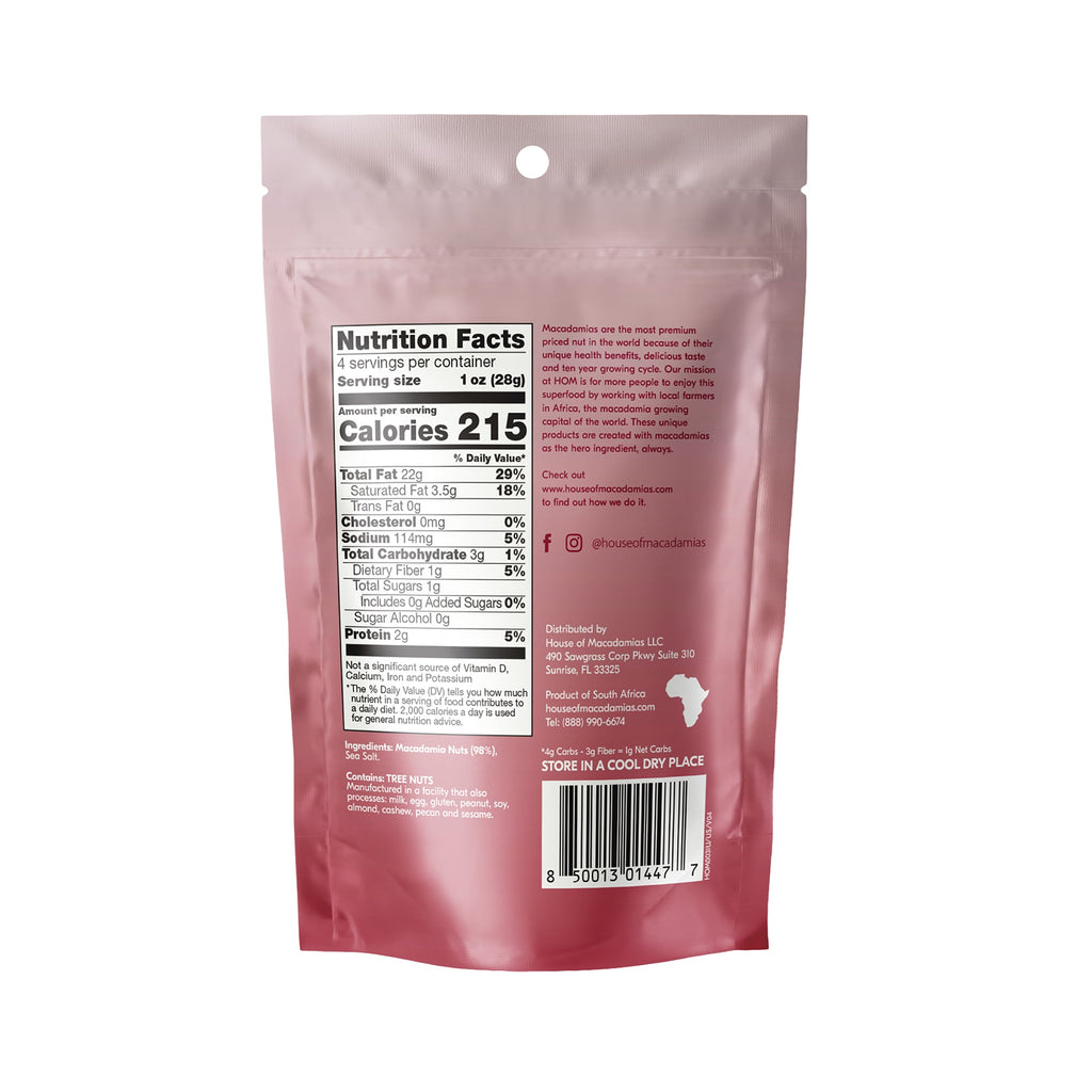 Dry Roasted Macadamia Nuts with Namibian Sea Salt (4oz x 6 Bags)