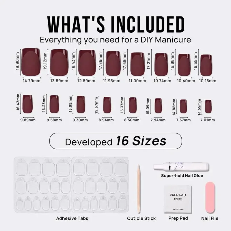 Plum Velvet Square Nails - Press On Nails