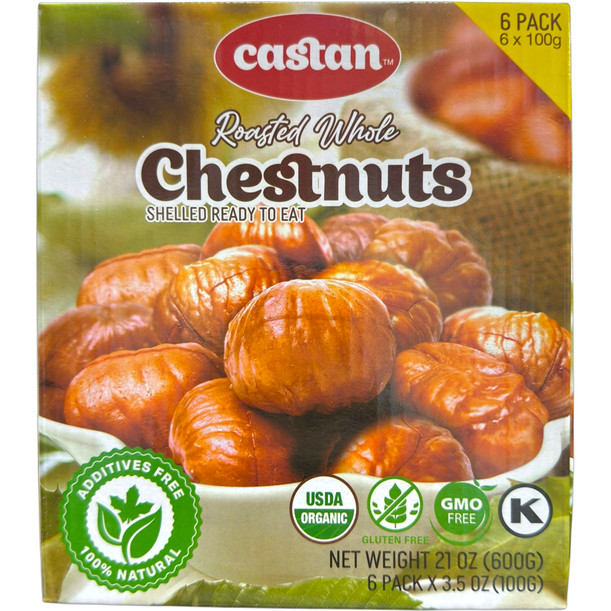 Castan Roasted Whole Chestnuts Snack – 6 Pack