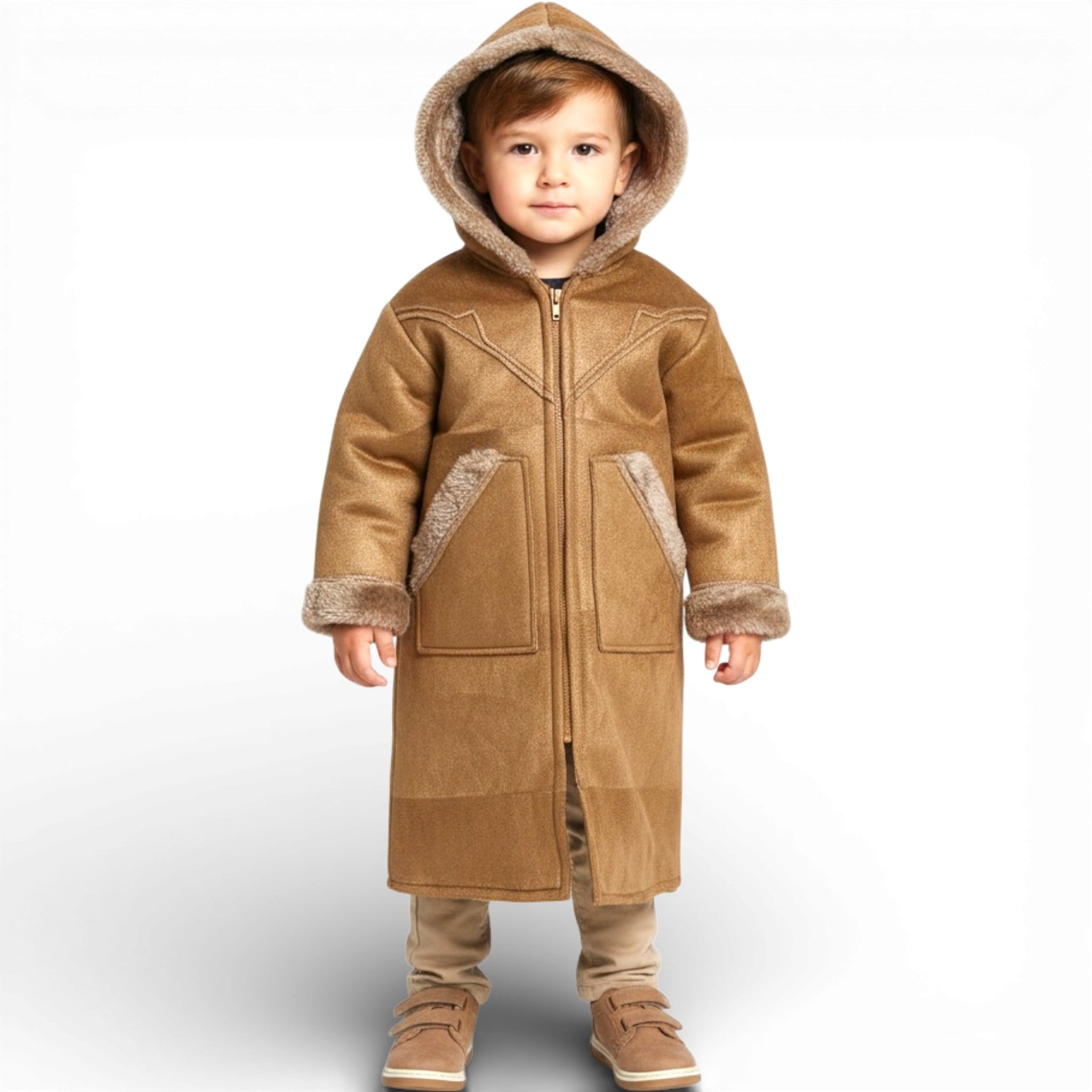 Cozy Kids Hooded Fur Coat – 2-3y Old, Soft Warm Material, Durable & Easy to Wear