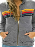 Full Size Striped Zip-Up Hoodie Plus Size