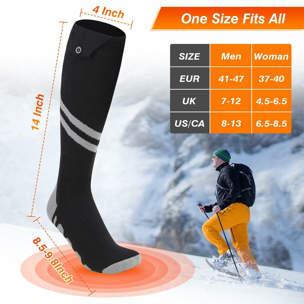 Ferdiiz Rechargeable Heated Socks Electric Foot Warmer 6000mAh Black&Grey