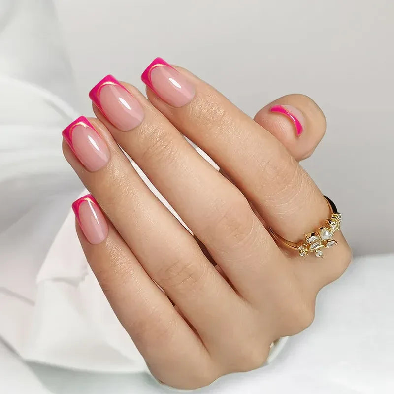 Metallic Petal Square Nails - Press on Nails