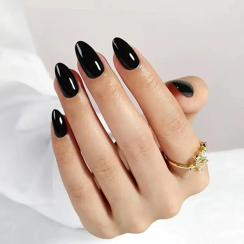 Black Almond Nails - Press on Nails